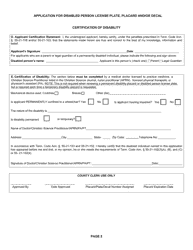 Form RV-F1310301 Application for Disabled Person License Plate, Placard, or Decal - Tennessee, Page 2