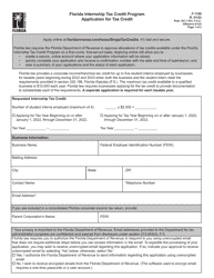 Form F-1198 Florida Internship Tax Credit Program Application for Tax Credit - Florida