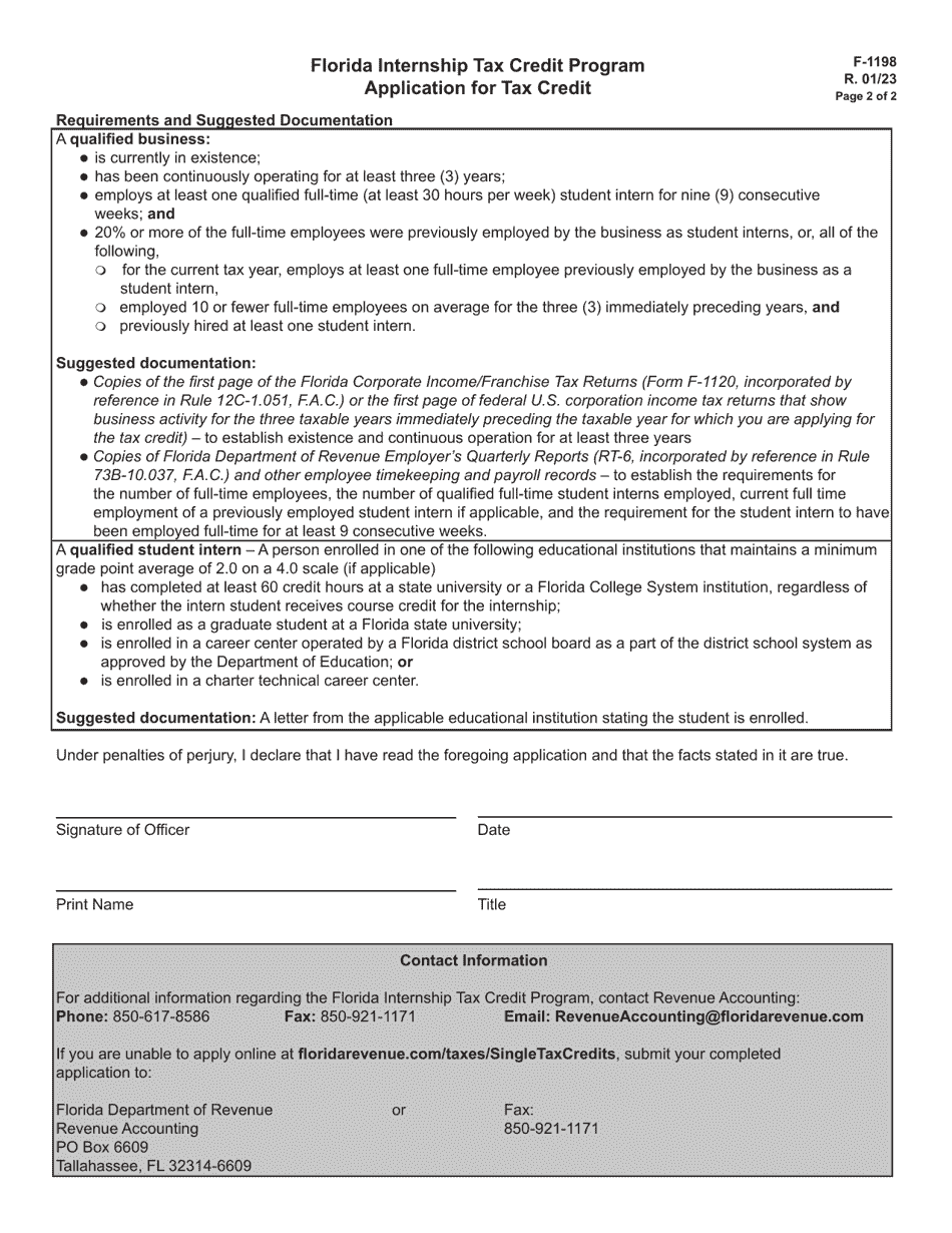 Form F 1198 Fill Out Sign Online And Download Printable PDF Florida 