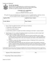 Document preview: Form BABLO/101 Cocktails-To-Go Application - Maine