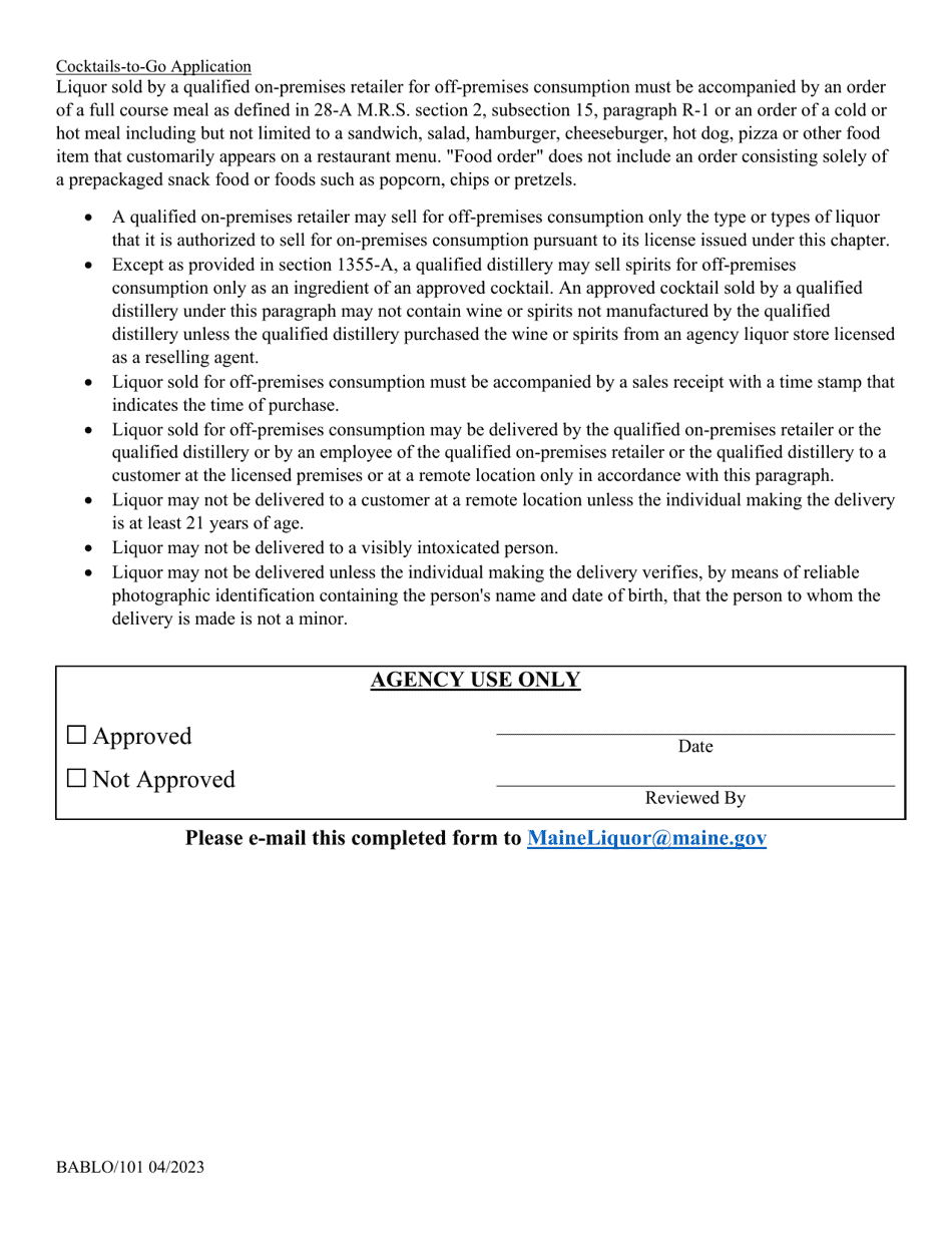 Form BABLO / 101 Cocktails-To-Go Application - Maine, Page 3