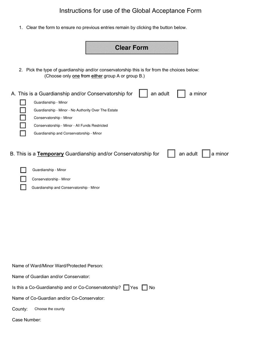 Global Acceptance Form - Nebraska, Page 1