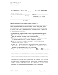 Document preview: Form DC3:1 Appearance Bond - Nebraska