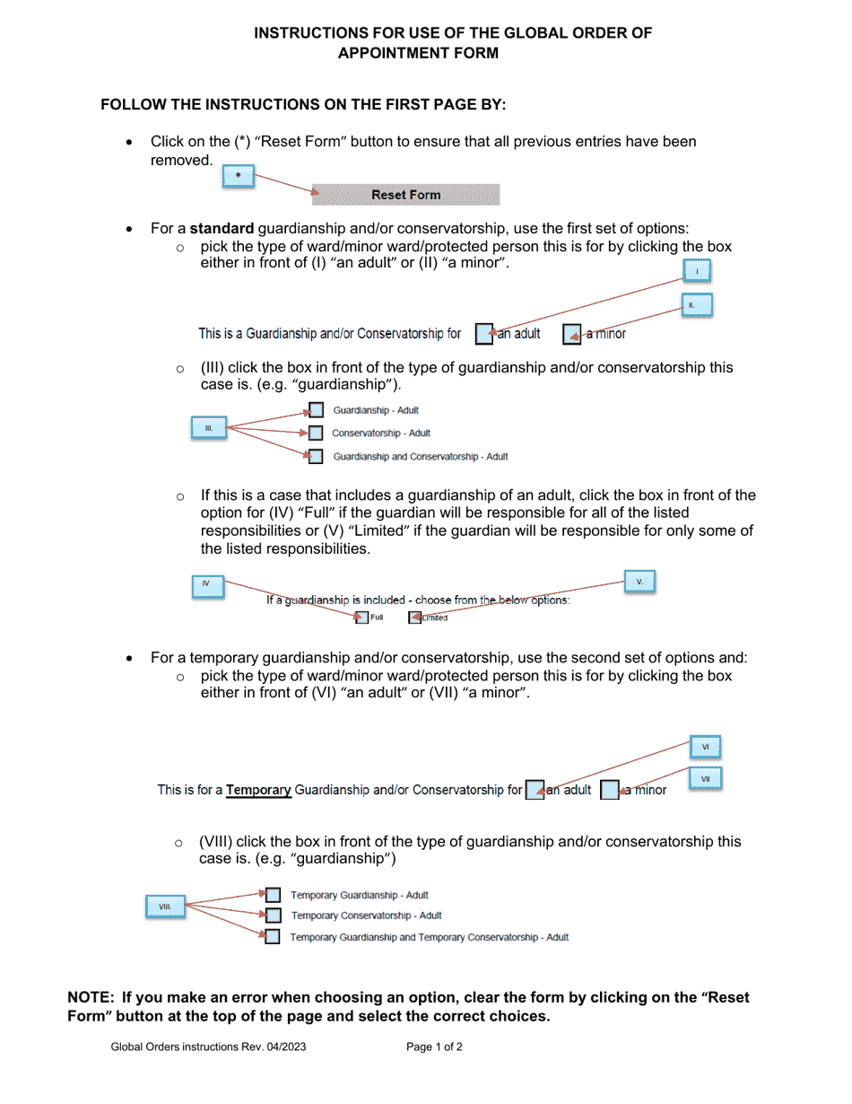 Instructions for Global Orders Form - Nebraska, Page 1