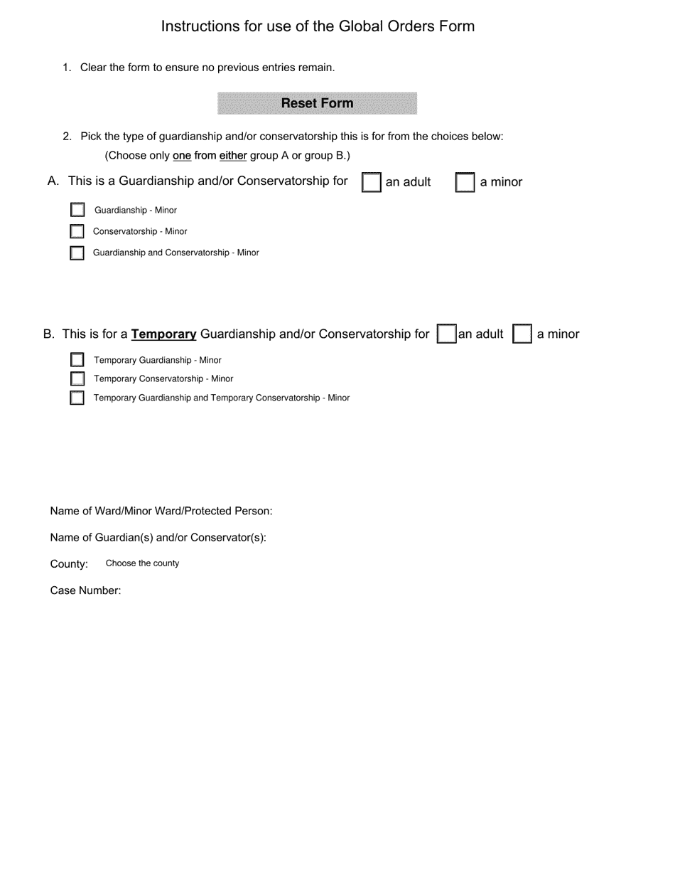 Global Orders Form - Nebraska, Page 1