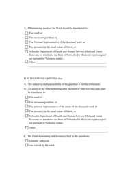 Form CC16:3.25 Order Terminating Guardianship, Approving Final Inventory and Accounting, Administration Expenses, Attorney Fees, Discharge of Guardian, and Release of Bond - Nebraska, Page 2