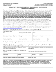 Document preview: Form F-80983 Civil Rights Complaint - Wisconsin (Hmong)