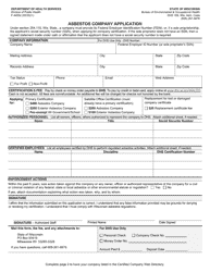Form F-44002 Asbestos Certification Application - Wisconsin