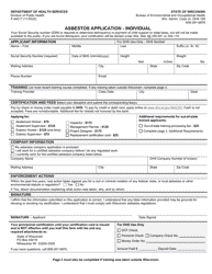 Form F-44017 Asbestos Application - Individual - Wisconsin