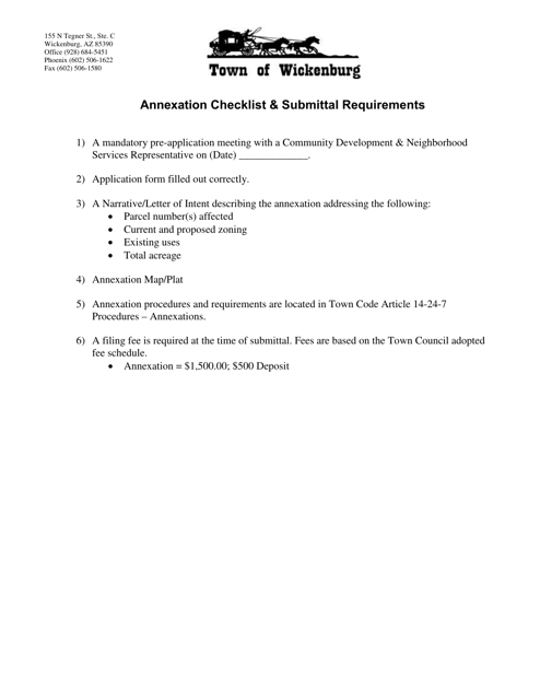 Annexation Checklist & Submittal Requirements - Town of Wickenburg, Arizona