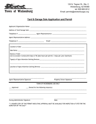 Document preview: Yard & Garage Sale Application and Permit - Town of Wickenburg, Arizona
