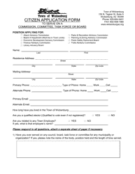 Document preview: Citizen Application Form to Serve on a Commission, Committee, Task Force or Board - Town of Wickenburg, Arizona