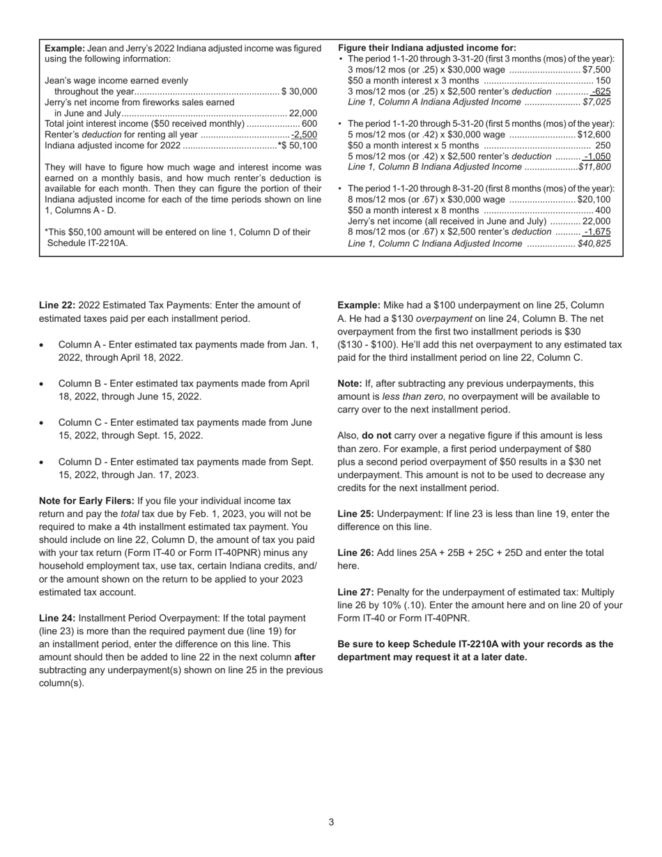 State Form 48437 Schedule IT-2210A Annualized Income Schedule for the Underpayment of Estimated Tax by Individuals - Indiana, Page 5