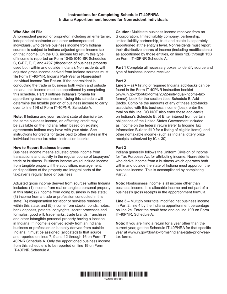 State Form 49059 Schedule IT-40PNRA Indiana Apportioned Income for Nonresident Individuals - Indiana, Page 2