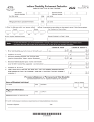 State Form 46003 Schedule IT-2440 Indiana Disability Retirement Deduction - Indiana