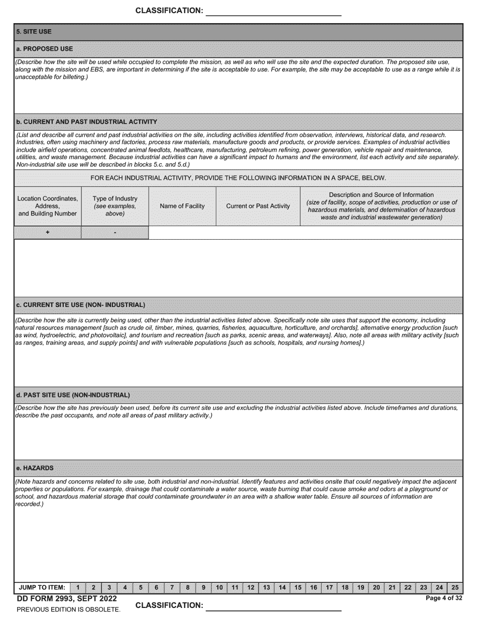 DD Form 2993 Environmental Baseline Survey (Ebs) Checklist, Page 4