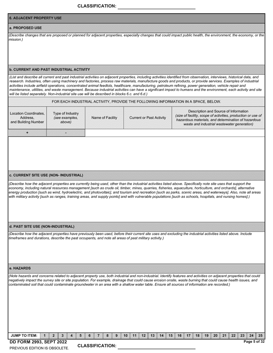 DD Form 2993 Environmental Baseline Survey (Ebs) Checklist, Page 5