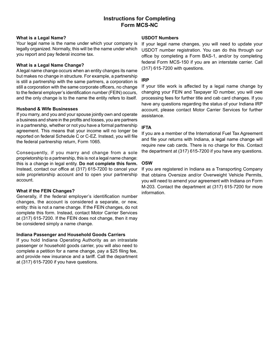Form MCS-NC (State Form 50861) Legal Name Change Affidavit - Indiana, Page 2