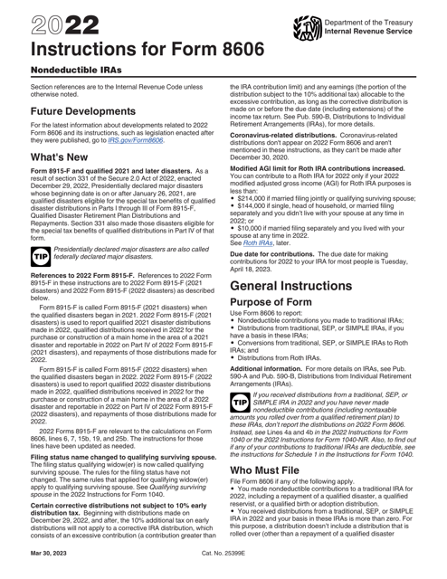 Download Instructions For IRS Form 8606 Nondeductible Iras PDF ...