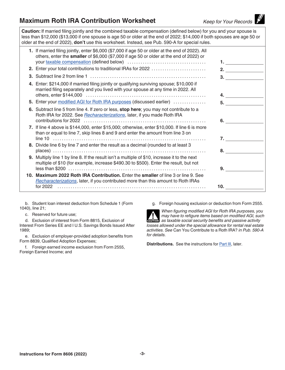 Download Instructions for IRS Form 8606 Nondeductible Iras PDF