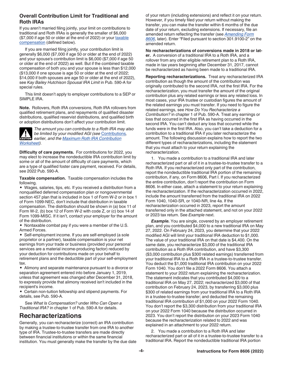 Instructions for IRS Form 8606 Nondeductible Iras, Page 4