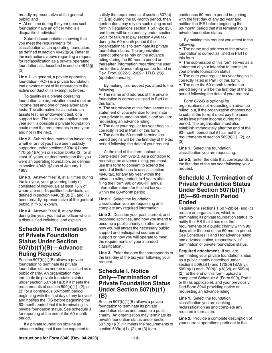 Instructions for IRS Form 8940 Request for Miscellaneous Determination, Page 13