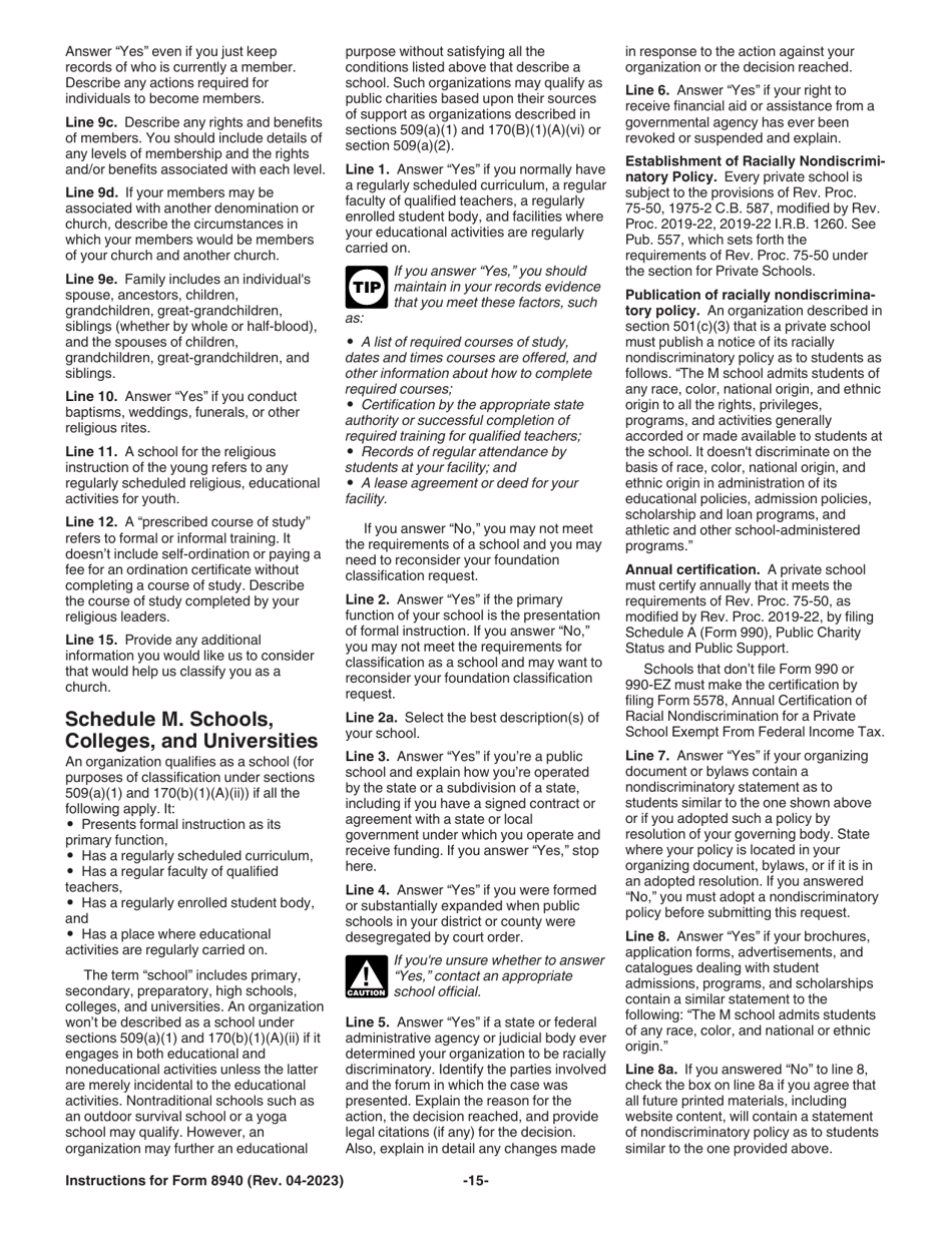 Instructions for IRS Form 8940 Request for Miscellaneous Determination, Page 15