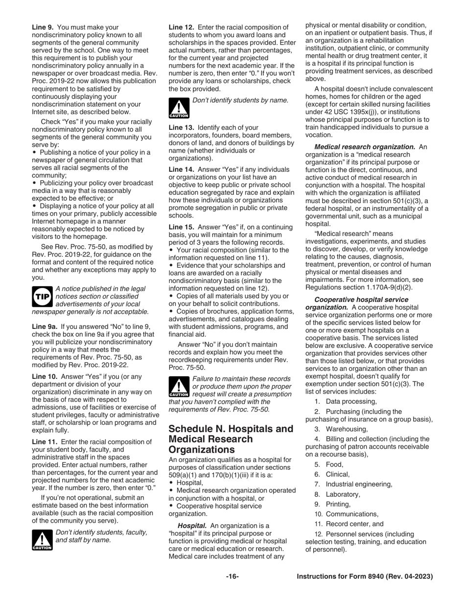 Instructions for IRS Form 8940 Request for Miscellaneous Determination, Page 16