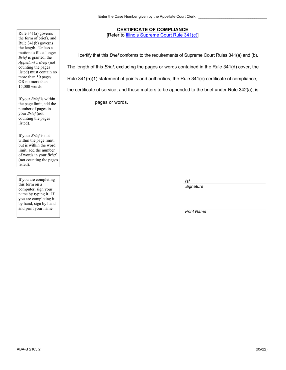 Form ABA-B2103.2 Appellants Brief - Illinois, Page 30