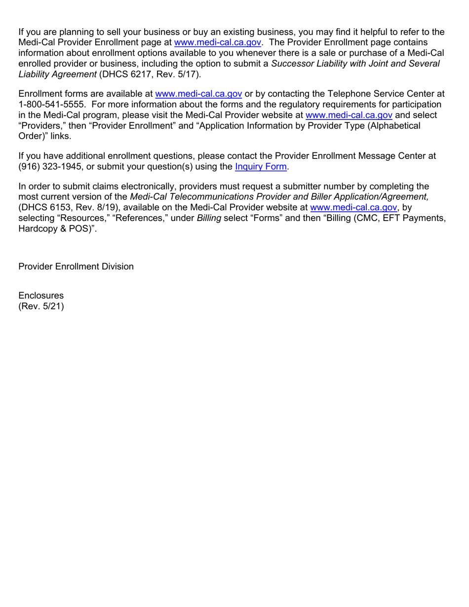 Form DHCS6204 Medi-Cal Provider Application - California, Page 2