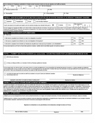 Forme BSF814 Demande De Participation - Projet Pilote Pour Les Voyageurs En Regions Eloignees - Canada (French), Page 2