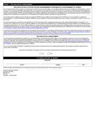 Forme BSF814 Demande De Participation - Projet Pilote Pour Les Voyageurs En Regions Eloignees - Canada (French), Page 3