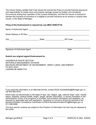 Form EQP5103-1B Hazardous Waste Management Facility Amendatory Endorsement Pollution Legal Liability - Sudden and Accidental - Michigan, Page 3