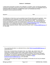 Form EQP9302 Notification of Intent to Treat Certification of Approval Authorizing Bacterial Augmentation in Surface Waters - Michigan, Page 4