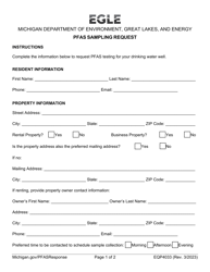 Form EQP4033 Pfas Sampling Request - Michigan