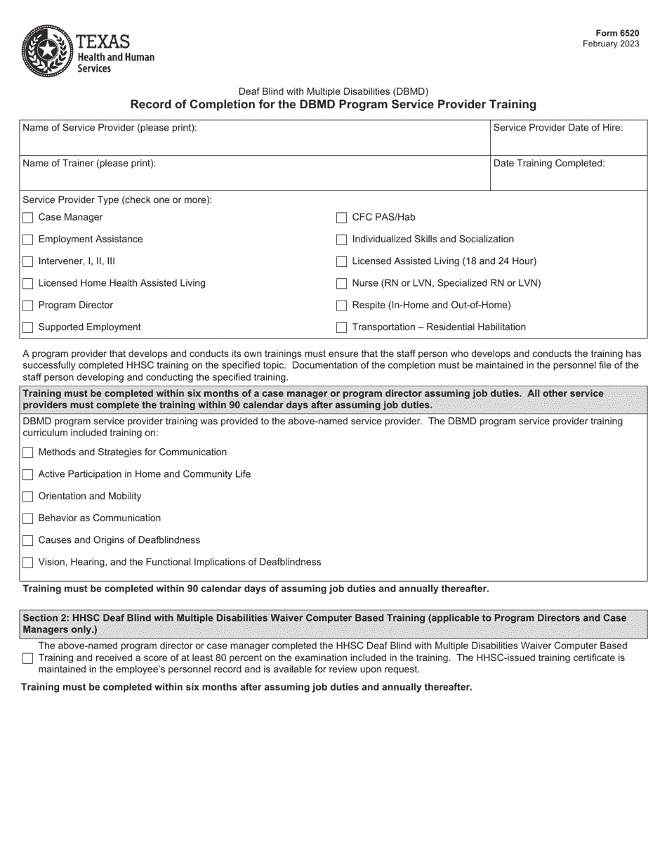 Form 6520 - Fill Out, Sign Online and Download Fillable PDF, Texas ...