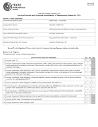 Form 1734 Service Provider and Employer Certification of Relationship Status for Cds - Texas