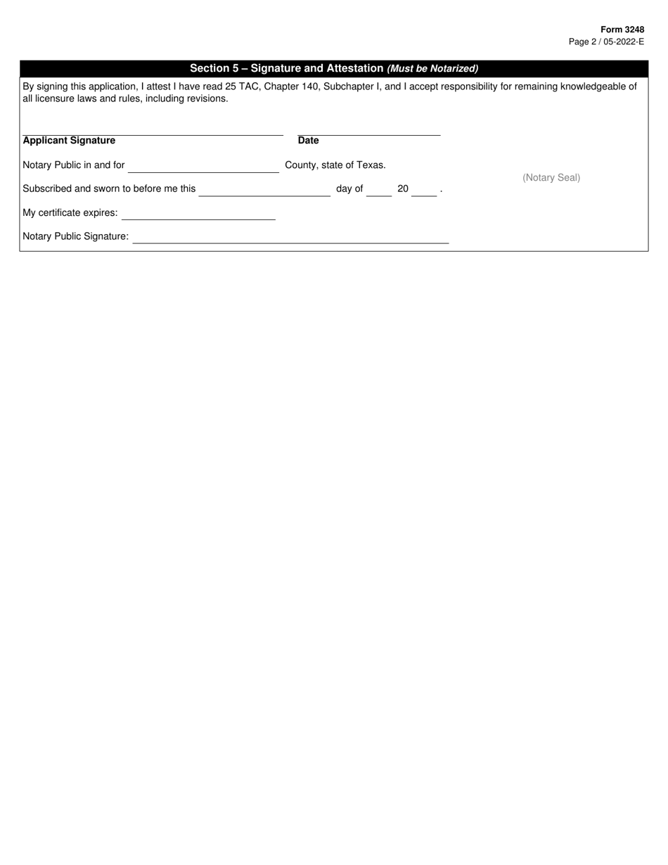 Form 3248 Chemical Dependency Counselor Intern Registration Application - Licensure by Exam With Degree or Internship - Texas, Page 2