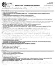 Form 3203 Narcotic/Opioid Treatment Program Application - Texas