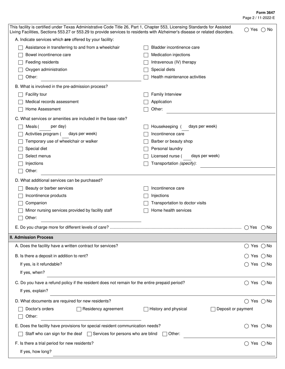 Form 3647 Download Fillable PDF or Fill Online Assisted Living ...