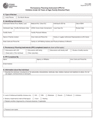 Document preview: Form 2260 Permanency Planning Instrument (Ppi) for Children Under 22 Years of Age (Family Directed Plan) - Texas