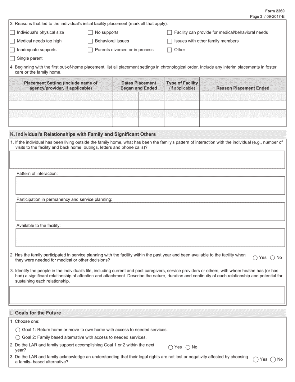 Form 2260 Permanency Planning Instrument (Ppi) for Children Under 22 Years of Age (Family Directed Plan) - Texas, Page 3
