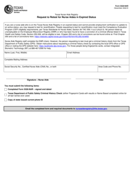 Document preview: Form 5528-NAR Request to Retest for Nurse Aides in Expired Status - Texas