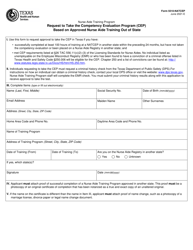 Form 5510-NATCEP Based on Approved Nurse Aide Training out of State - Request to Take the Competency Evaluation Program (Cep) - Texas