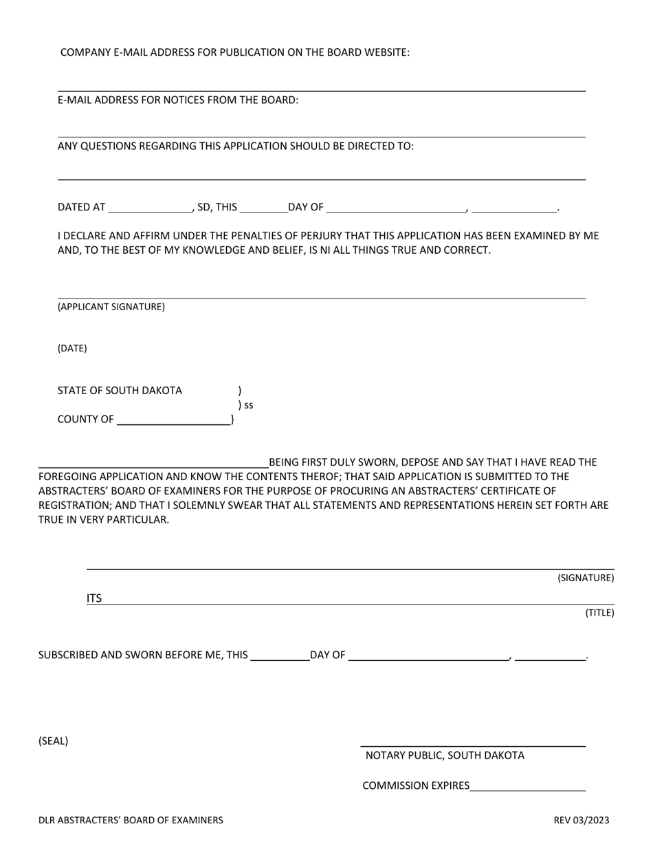Application for Renewal of Abstract Plant Certificate of Registration With Bond - South Dakota, Page 4