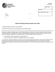 Document preview: Form 4801 State Fair Hearing Evidence Packet Cover Page - Texas