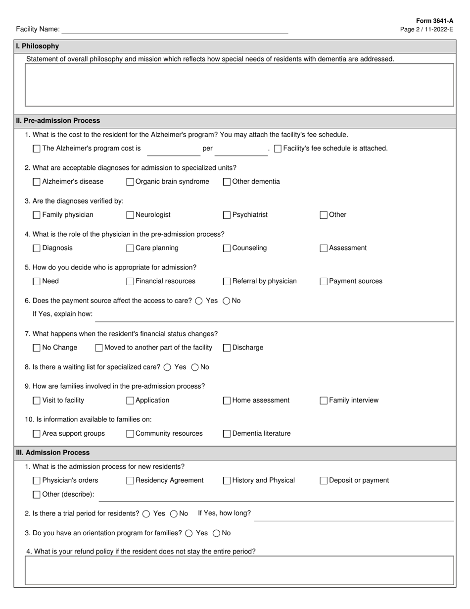 Form 3641-A Download Fillable PDF or Fill Online Alzheimer's Disclosure ...