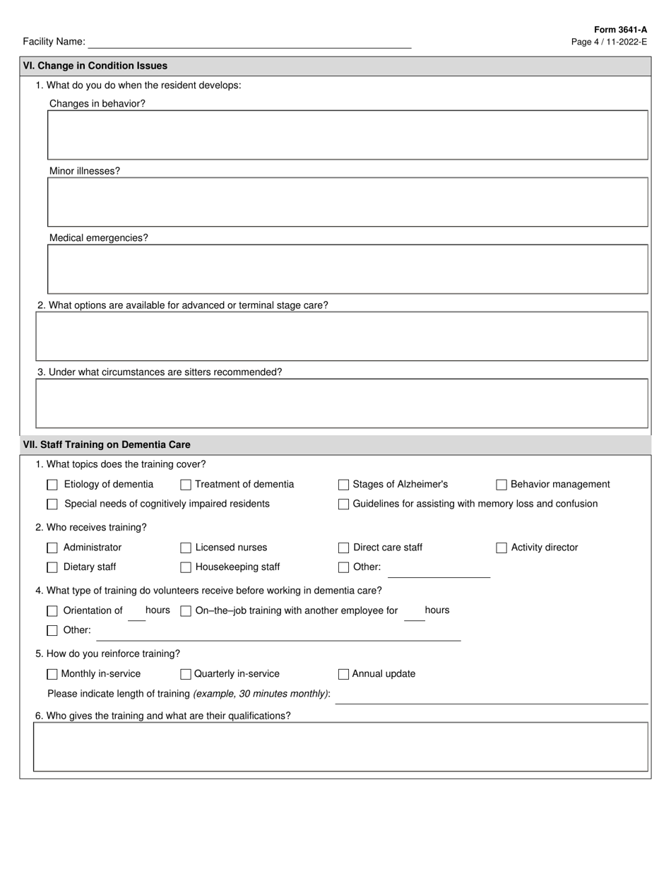 Form 3641-A Download Fillable PDF or Fill Online Alzheimer's Disclosure ...