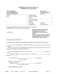 Document preview: Form CRM102 Petition to Enter Plea of Guilty in Misdemeanor or Gross Misdemeanor Case Pursuant to Rule 15 - Minnesota (English/Chuukese)