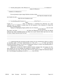 Form CRM102 Petition to Enter Plea of Guilty in Misdemeanor or Gross Misdemeanor Case Pursuant to Rule 15 - Minnesota (English/Chuukese), Page 2